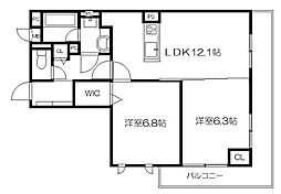 リーゾ北山 2LDKの間取図画像