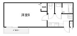 ブライトハイムD棟 1Kの間取図画像