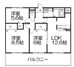 ルミエール下鴨 3LDKの間取図画像