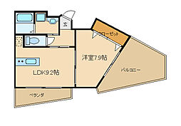 グランコスモ出町柳2 1LDKの間取図画像
