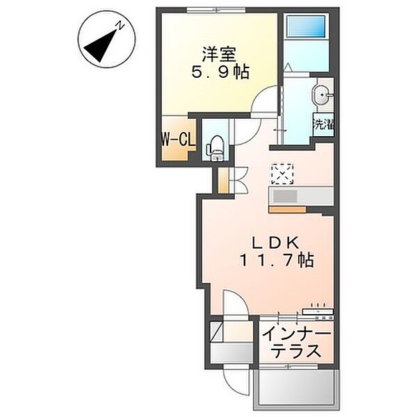 大阪府泉大津市板原町2丁目(賃貸マンション1LDK・1階・53.80㎡)の写真 その2