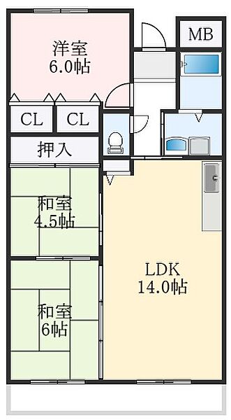 大阪府堺市中区東山(賃貸マンション3LDK・2階・65.60㎡)の写真 その2