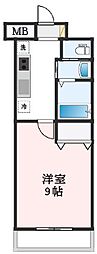 南海線 高石駅 徒歩5分の賃貸マンション 2階1Kの間取り