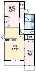 泉北高速鉄道 泉ケ丘駅 徒歩15分の賃貸マンション 1階2LDKの間取り