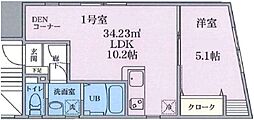 アルブル　セレスト 2階1LDKの間取り