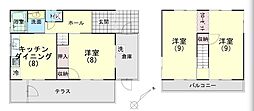 周南市花陽2丁目戸建 1階3DKの間取り