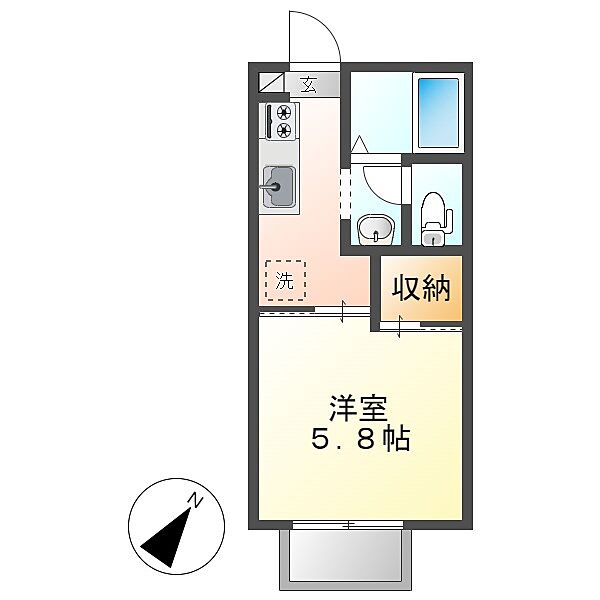 メゾンデラＷ　Ｃ ｜岡山県倉敷市新田(賃貸アパート1K・2階・24.76㎡)の写真 その2