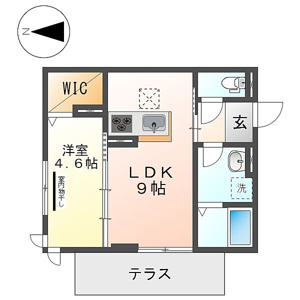 ラ・レコルトII ｜岡山県倉敷市日ノ出町1丁目(賃貸アパート1LDK・1階・35.30㎡)の写真 その2