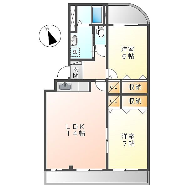 アステール ｜岡山県倉敷市安江(賃貸マンション2LDK・3階・63.65㎡)の写真 その2