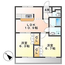 マーヴェラスB  ｜ 岡山県総社市井尻野（賃貸アパート2LDK・2階・51.66㎡） その2