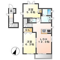 岡山県倉敷市上東（賃貸アパート2LDK・2階・59.06㎡） その2