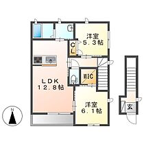 プラージュ  ｜ 岡山県倉敷市西中新田（賃貸アパート2LDK・2階・61.63㎡） その2