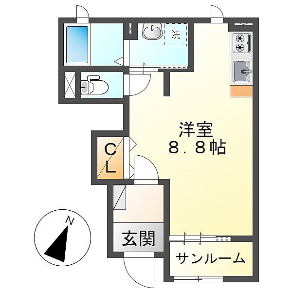 スターテラスＳ ｜岡山県総社市溝口(賃貸アパート1K・1階・34.44㎡)の写真 その2