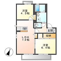 岡山県倉敷市北畝5丁目（賃貸アパート2LDK・2階・53.28㎡） その2