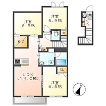 岡山県倉敷市北畝4丁目15-15（賃貸アパート3LDK・2階・51.58㎡） その2