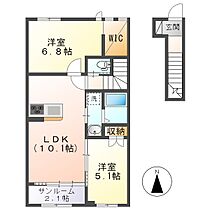 岡山県倉敷市児島小川8丁目8-11-1（賃貸アパート2LDK・2階・56.86㎡） その2