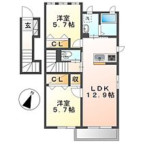 アンビシアＢ  ｜ 岡山県倉敷市福田町古新田（賃貸アパート2LDK・2階・62.44㎡） その2