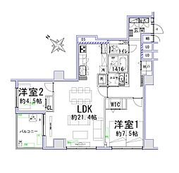 マノー乃木坂 2LDKの間取図画像