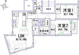 コスモセシオン目黒 2LDKの間取図画像