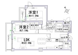 三田清風ガーデン 2LDKの間取図画像