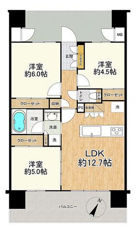 ◇ご家族に嬉しい3LDKの間取り♪→全居室収納付きでお部屋がスッキリ!→人気のシステムキッチン→南東向きバルコニー