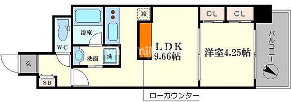 ラクラス江戸堀 ｜大阪府大阪市西区江戸堀3丁目(賃貸マンション1LDK・9階・34.78㎡)の写真 その2