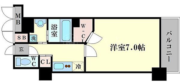 ハビテ靭センターコート ｜大阪府大阪市西区靱本町2丁目(賃貸マンション1K・13階・27.13㎡)の写真 その2