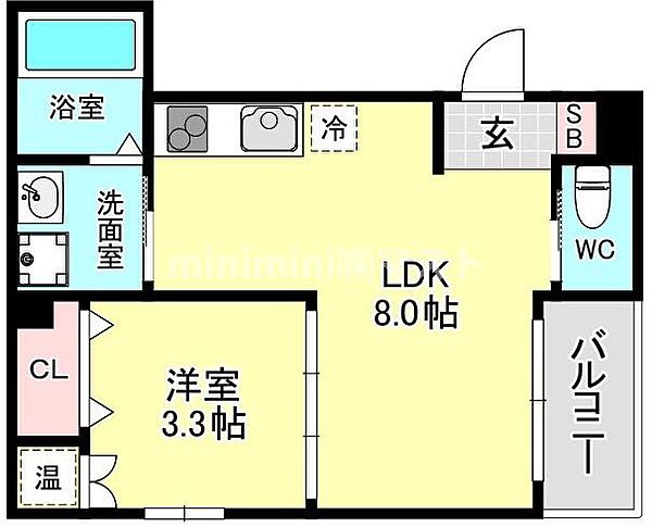 ヴェールメゾン九条南 ｜大阪府大阪市西区九条南3丁目(賃貸アパート1LDK・1階・26.96㎡)の写真 その2