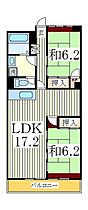 千葉県柏市東中新宿4丁目（賃貸マンション2LDK・6階・65.76㎡） その2