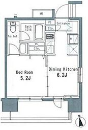 パークアクシス亀戸中央公園 12階1DKの間取り