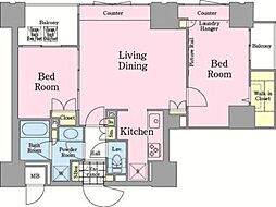 東神田テラスレジデンス 4階1LDKの間取り