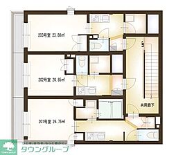 ロックリッジハウス 3階1Kの間取り