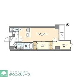 アルファコート曳舟2 1階2LDKの間取り