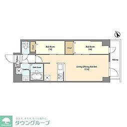 アルファコート曳舟2 3階2LDKの間取り