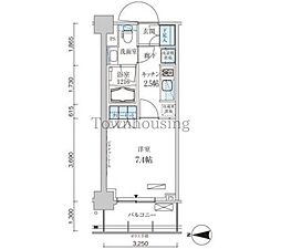 パークアクシス菊川ステーションゲート 9階1Kの間取り