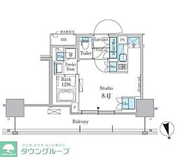 パークアクシス東陽町・親水公園 12階ワンルームの間取り
