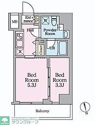HY’ｓ桜橋MIRAIS 5階2Kの間取り