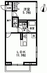 ヴィラクレール 3階1LDKの間取り