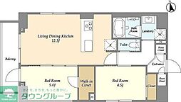 グランカーサ上野 3階2LDKの間取り