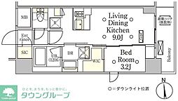 テラス御徒町 10階1LDKの間取り