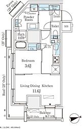 浅草田原町レジデンス 5階1LDKの間取り