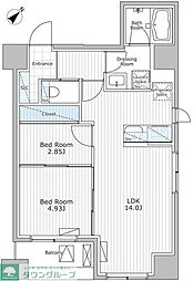 アスブルーム奥浅草 7階2LDKの間取り