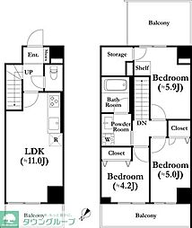 ロイジェント上野桜木 7階3LDKの間取り