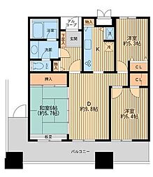 リバーサイド隅田セントラルタワーパレス 23階3DKの間取り