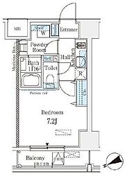ザ・パーククロス門前仲町 7階1Kの間取り