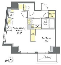 プライムメゾン清澄白河 2階ワンルームの間取り