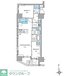 ルフォンプログレ上野稲荷町 2LDKの間取図画像