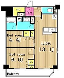 パークアクシス上野三丁目 2LDKの間取図画像