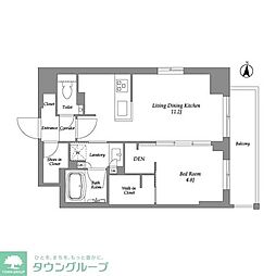 ウエリスアーバン住吉EAST 1LDKの間取図画像