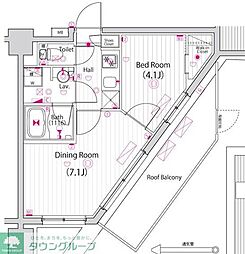 ガーラ・パークサイド亀戸 1DKの間取図画像